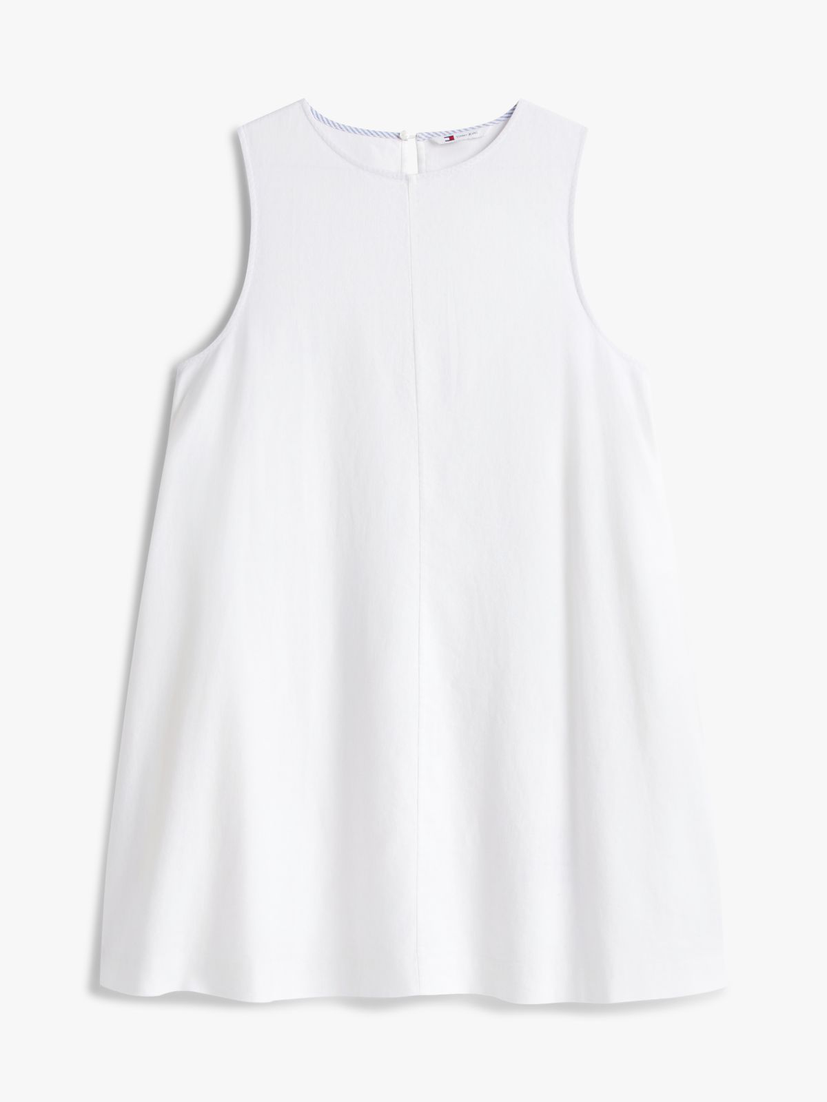 Slim Linen Blend Mini A-Line Dress — White
