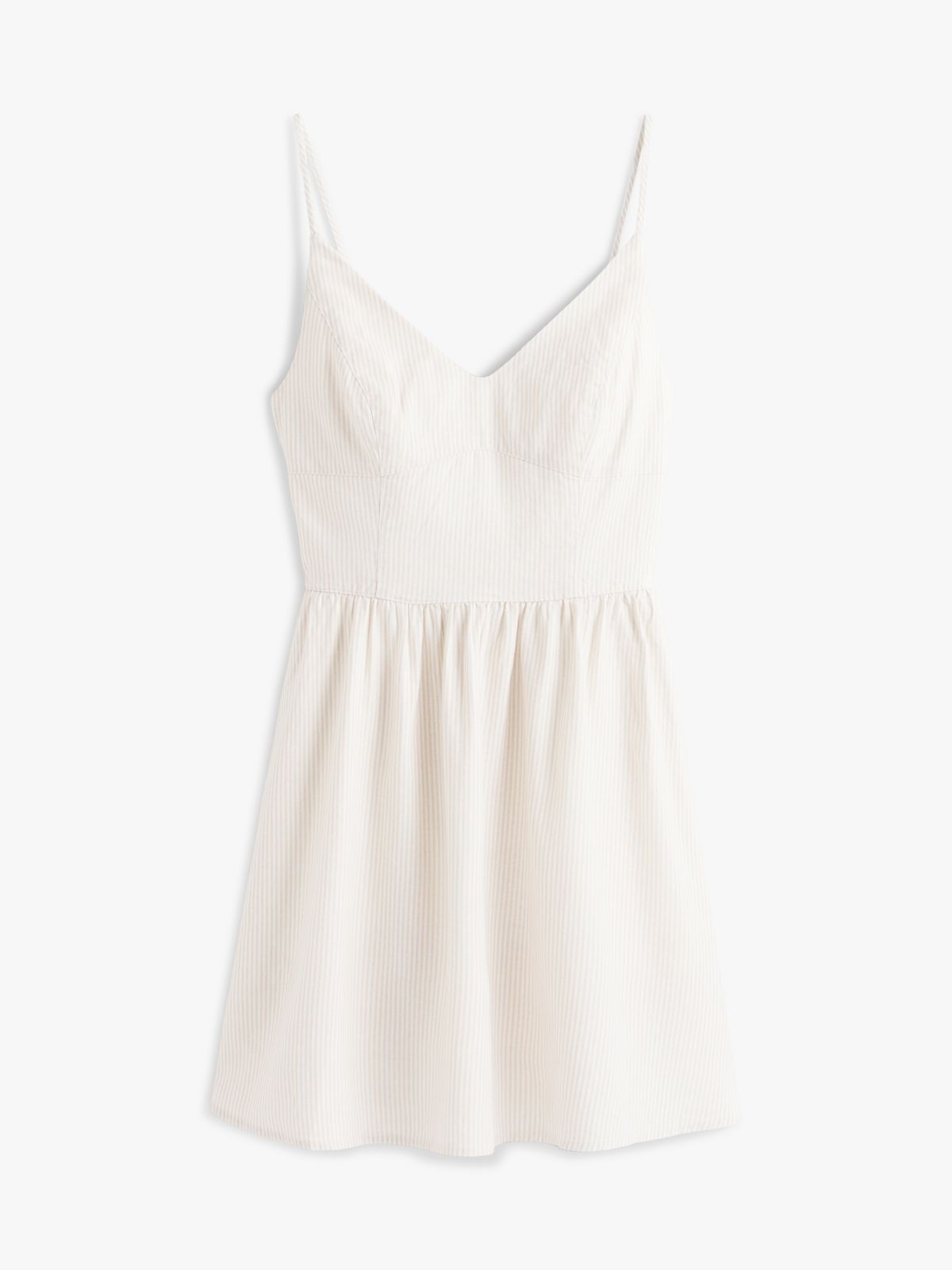 Extra Slim Linen Blend Mini Skater Dress — Beige