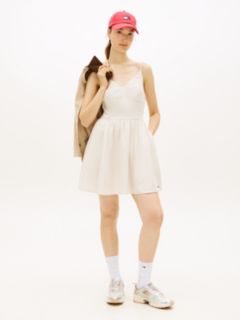 Extra Slim Linen Blend Mini Skater Dress — Beige 1