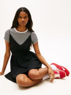 Extra Slim Linen Blend Mini Skater Dress — Black 2