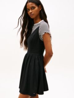 Extra Slim Linen Blend Mini Skater Dress — Black 3