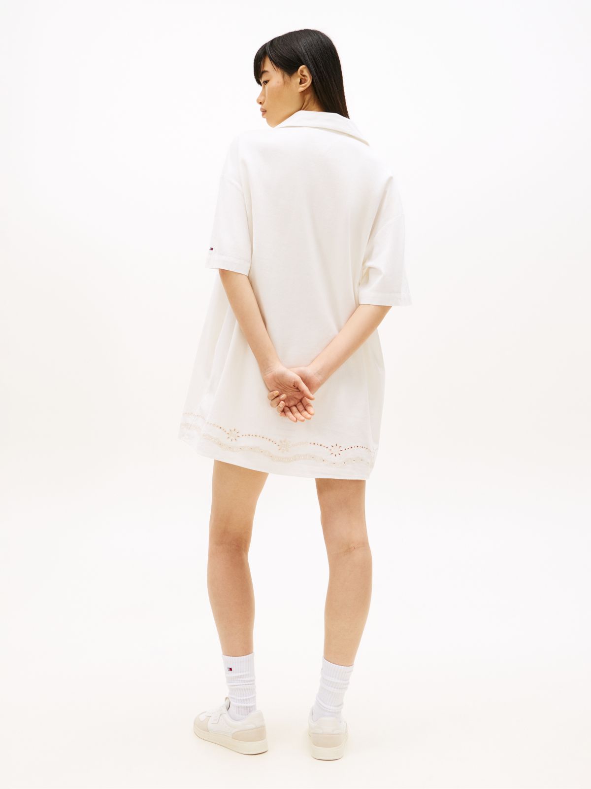 Broderie Anglaise Relaxed Mini Shirt Dress — White