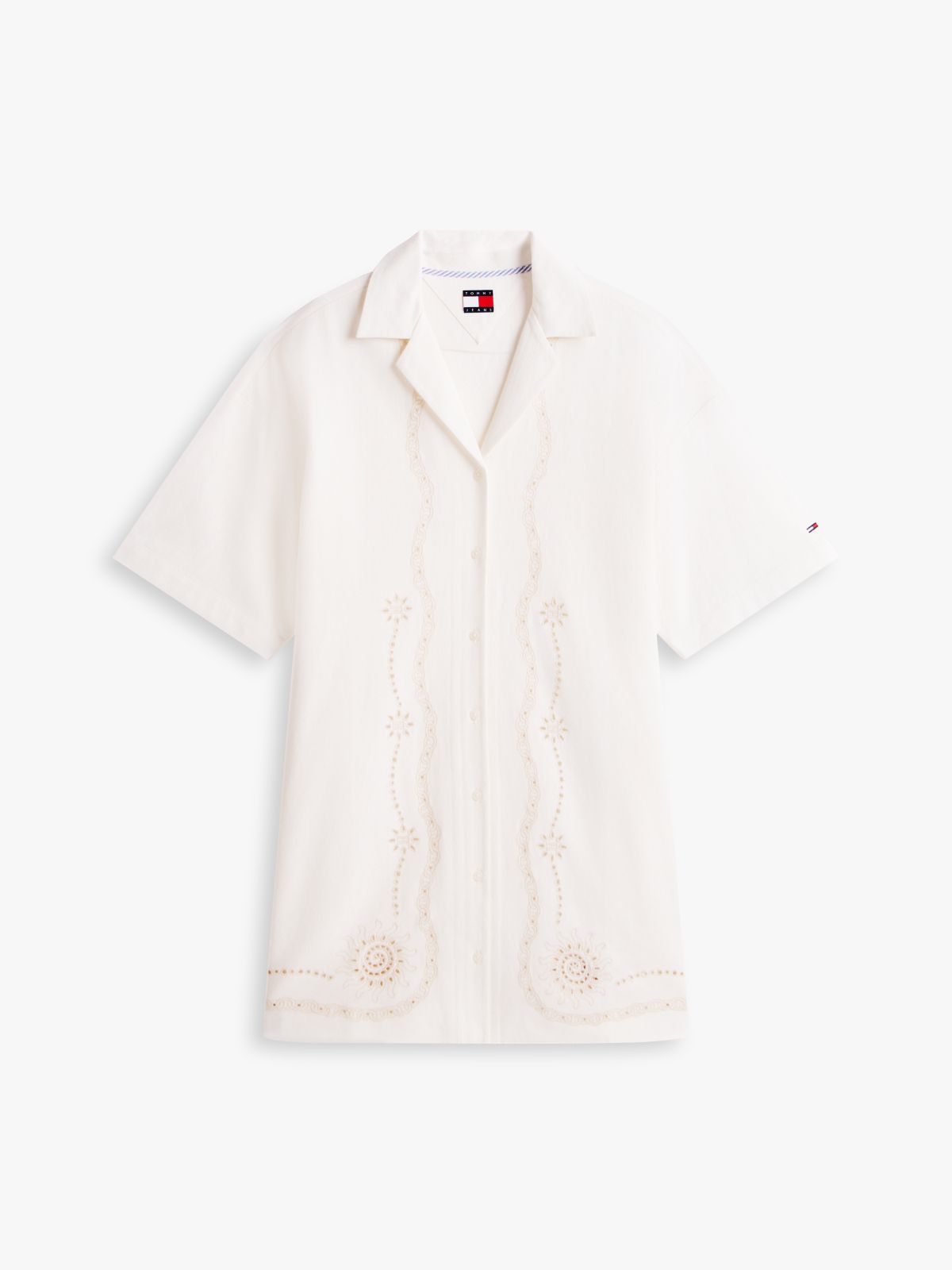 Broderie Anglaise Relaxed Mini Shirt Dress — White