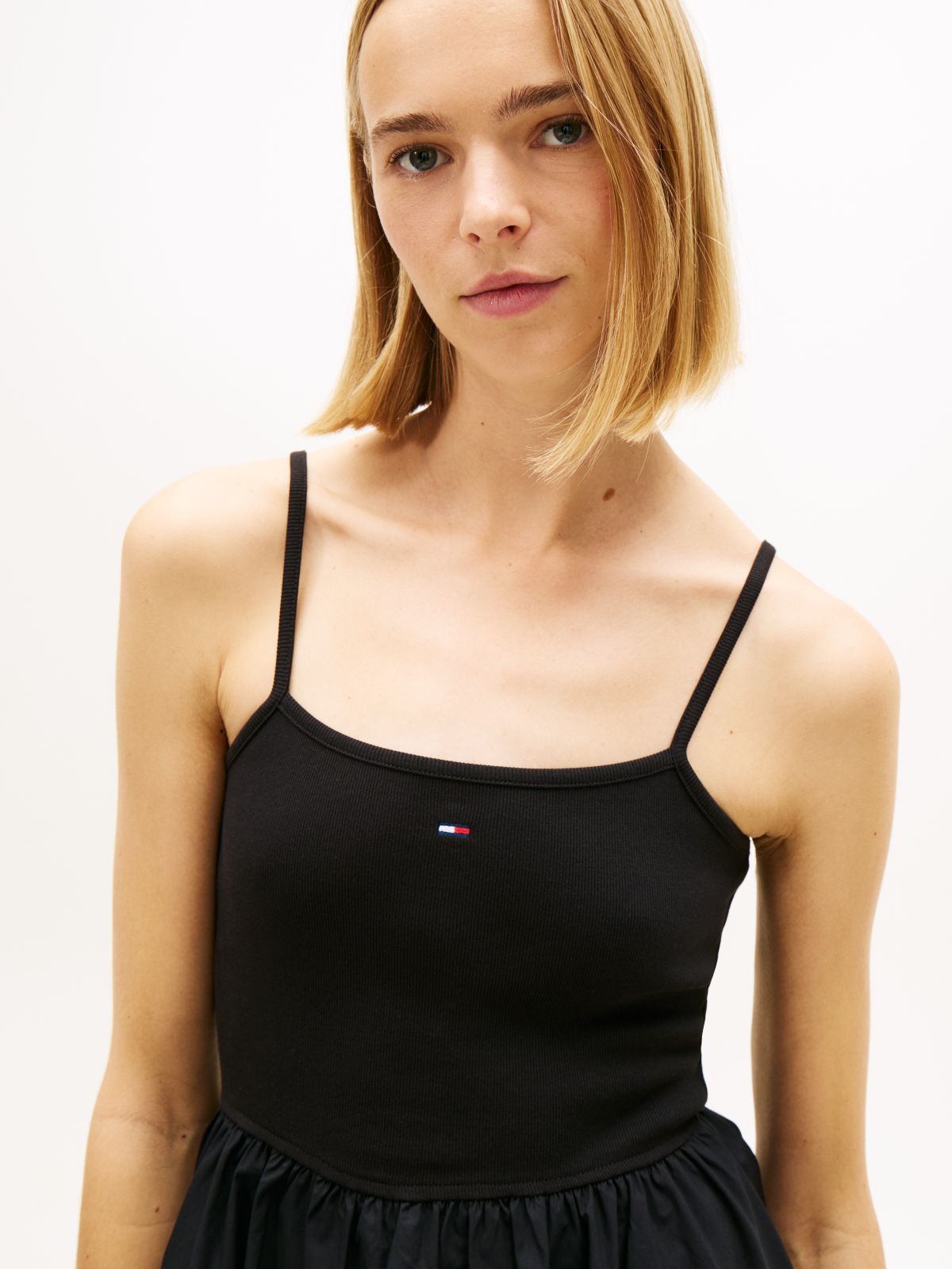 Spaghetti Strap Extra Slim Mini Dress — Black