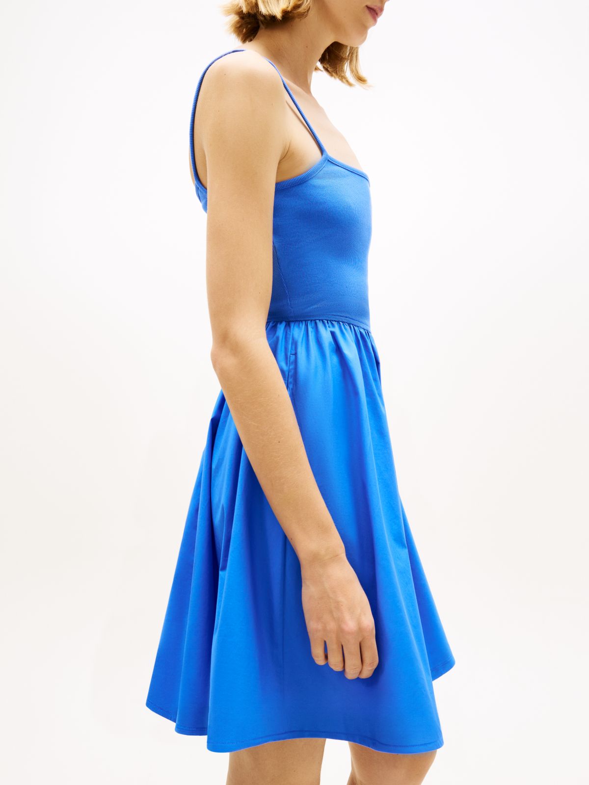 Spaghetti Strap Extra Slim Mini Dress — Blue