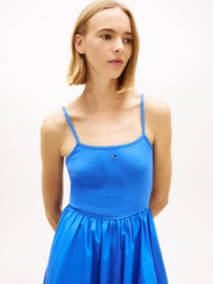 Spaghetti Strap Extra Slim Mini Dress — Blue 3