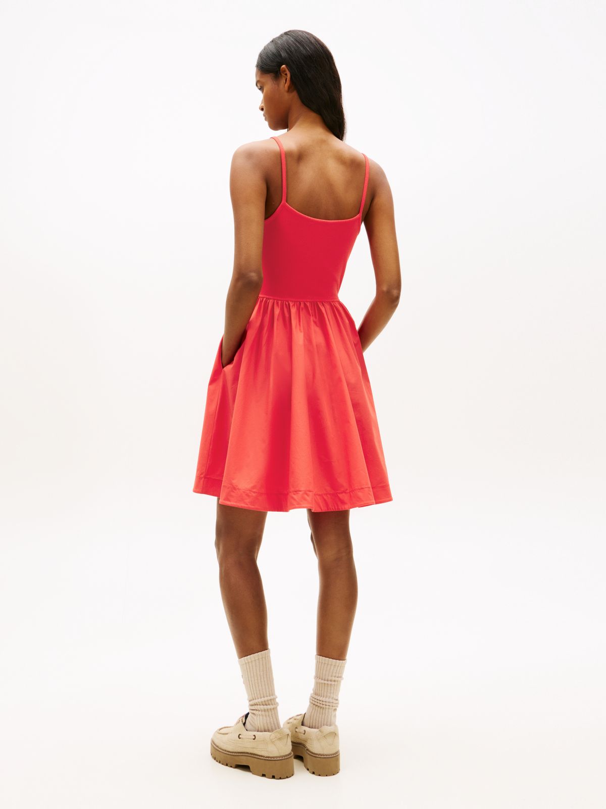 Spaghetti Strap Extra Slim Mini Dress — Red