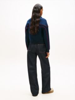 Tommy Badge Piping Zip-Thru Sweatshirt — Blue 4