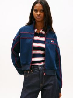 Tommy Badge Piping Zip-Thru Sweatshirt — Blue 1