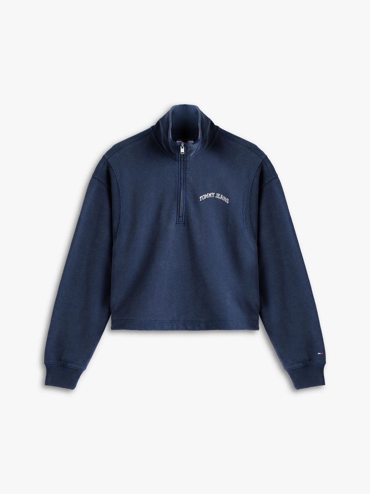 Logo Embroidery Relaxed Quarter-Zip Sweatshirt — Blue