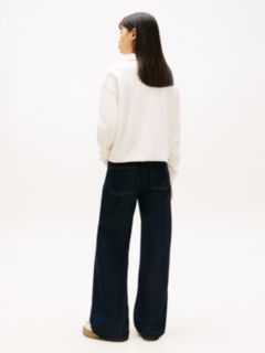 Logo Embroidery Relaxed Quarter-Zip Sweatshirt — White 4