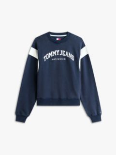 Contrast Logo Embroidery Boxy Sweatshirt — Blue 5