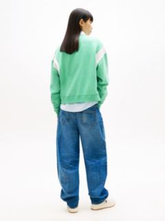 Contrast Logo Embroidery Boxy Sweatshirt — Green 4
