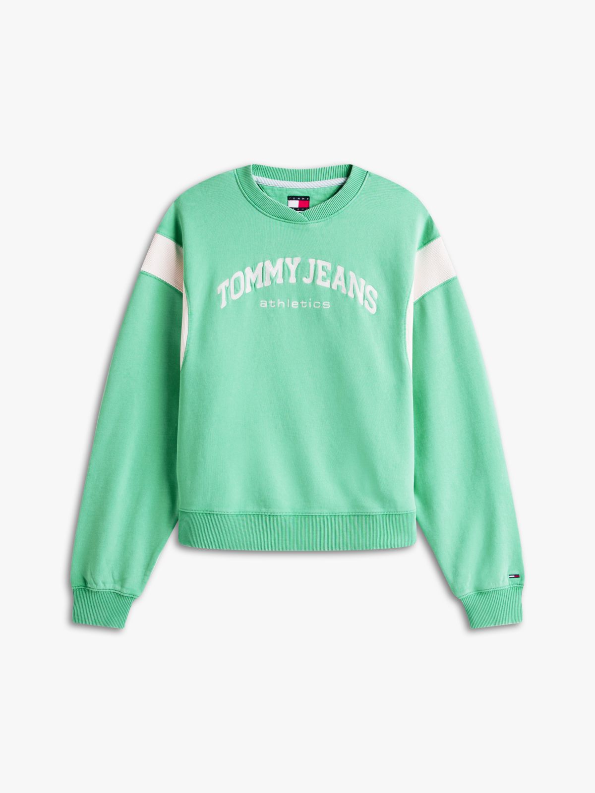 Contrast Logo Embroidery Boxy Sweatshirt — Green