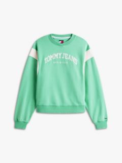 Contrast Logo Embroidery Boxy Sweatshirt — Green 5