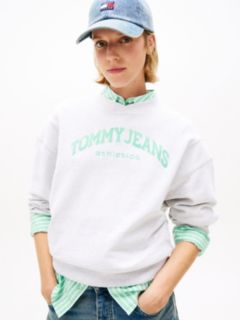 Contrast Logo Embroidery Boxy Sweatshirt — Grey 2