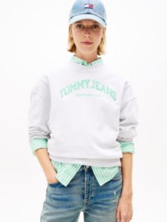 Contrast Logo Embroidery Boxy Sweatshirt — Grey 1