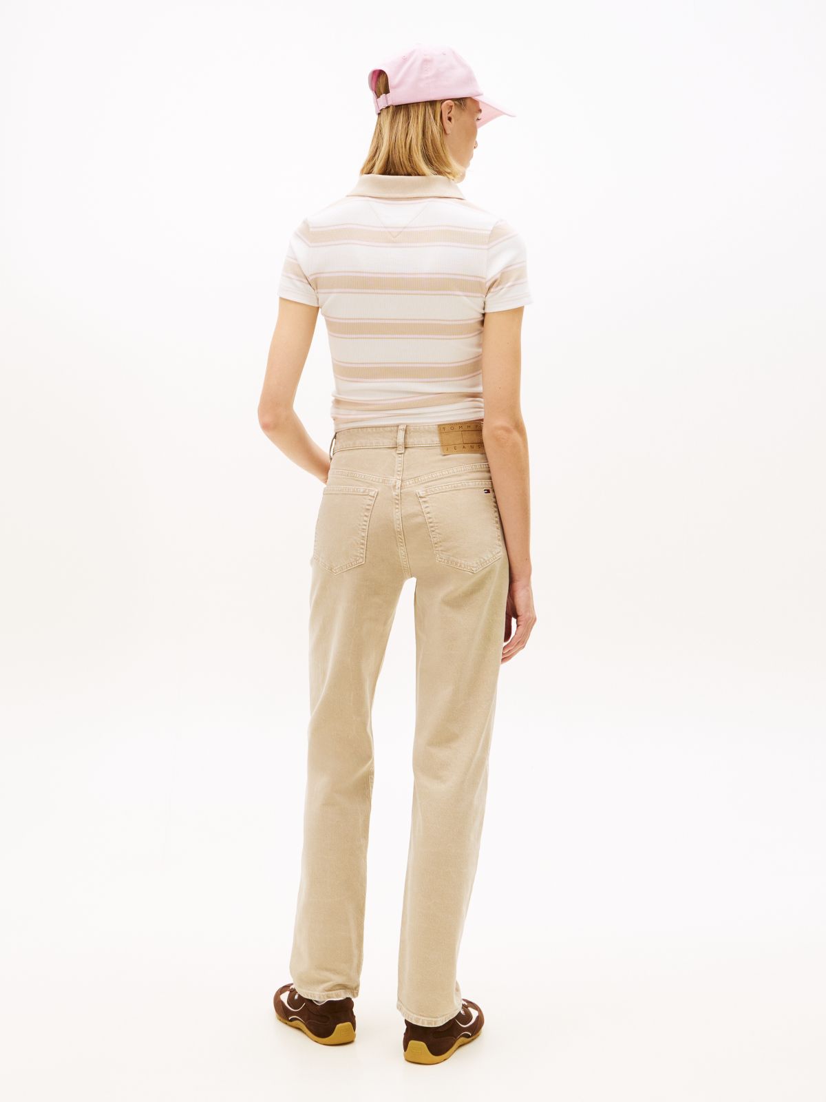 Kira Mid Rise Straight Washed Jeans — Beige