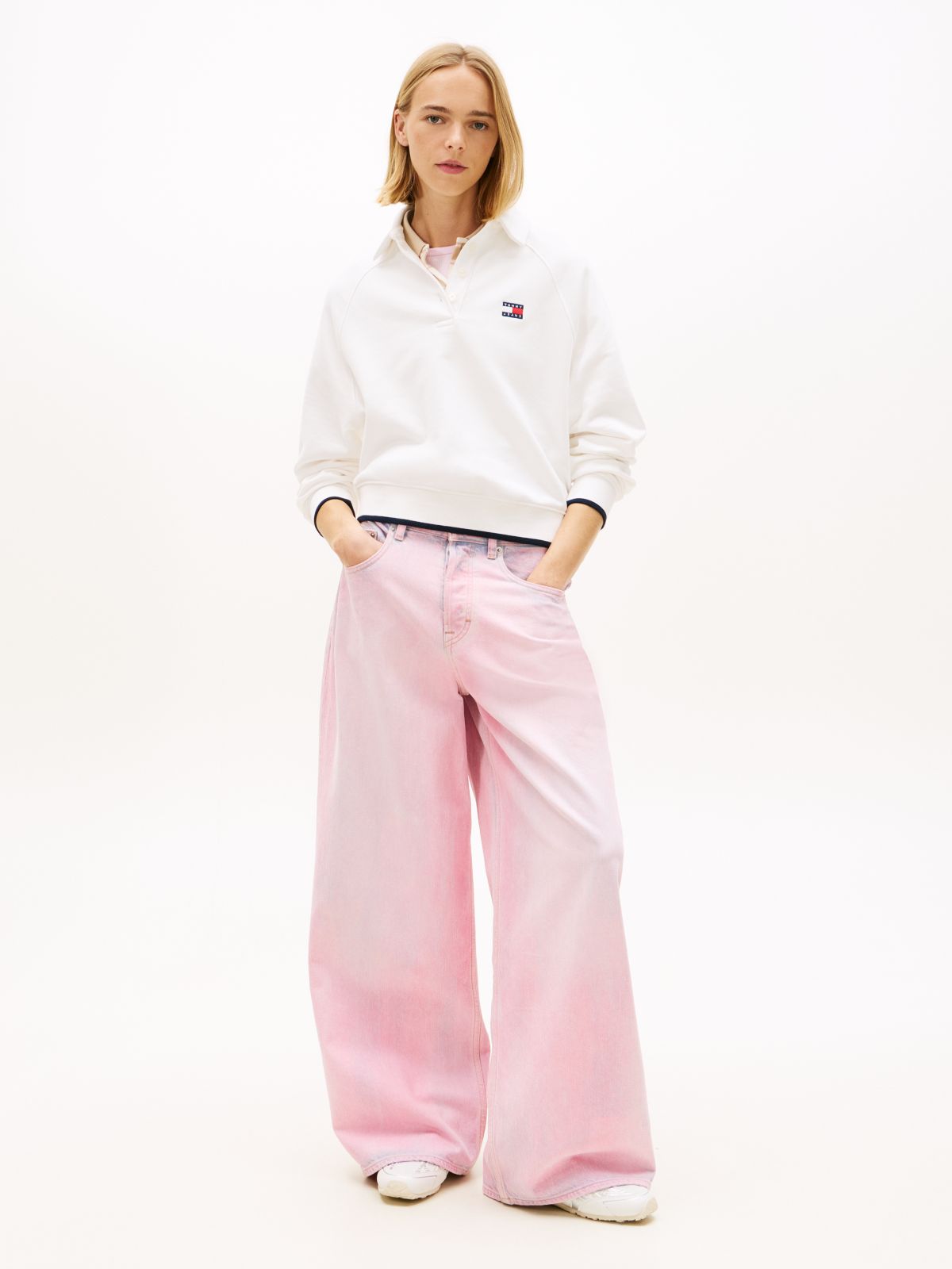 Charlie Mid Rise Loose Jeans — Pink