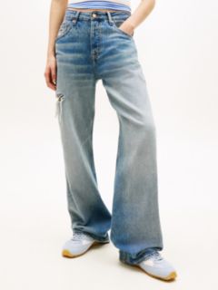 Mia Mid Rise Relaxed Straight Distressed Jeans — Blue 2