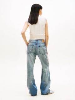 Mia Mid Rise Relaxed Straight Distressed Jeans — Blue 4