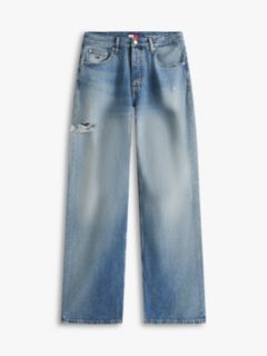 Mia Mid Rise Relaxed Straight Distressed Jeans — Blue 5