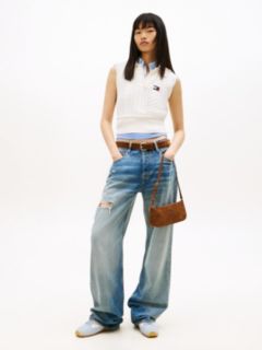 Mia Mid Rise Relaxed Straight Distressed Jeans — Blue 1