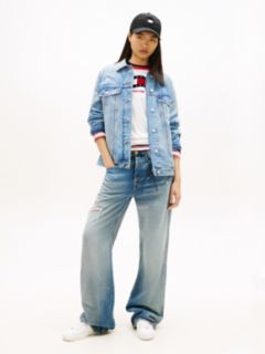 Distressed Oversized Denim Trucker Jacket — Blue 3