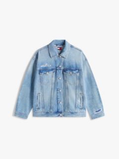 Distressed Oversized Denim Trucker Jacket — Blue 5