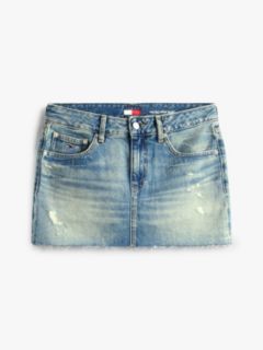 Distressed Denim Slim Mini Skirt — Blue 5