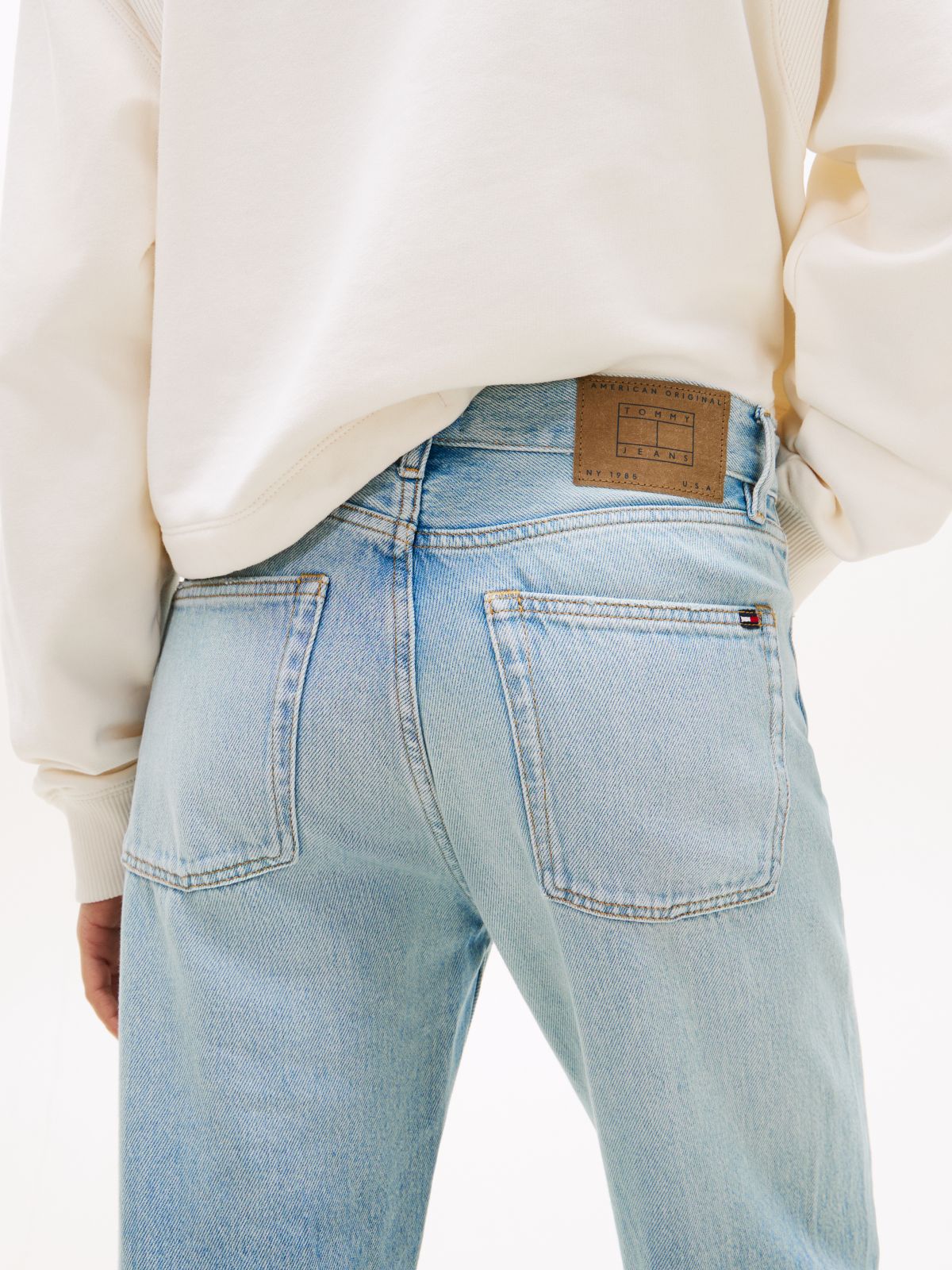 Faded Mid Rise Straight Leg Jeans — Blue