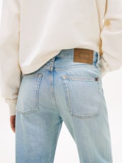 Faded Mid Rise Straight Leg Jeans — Blue 3
