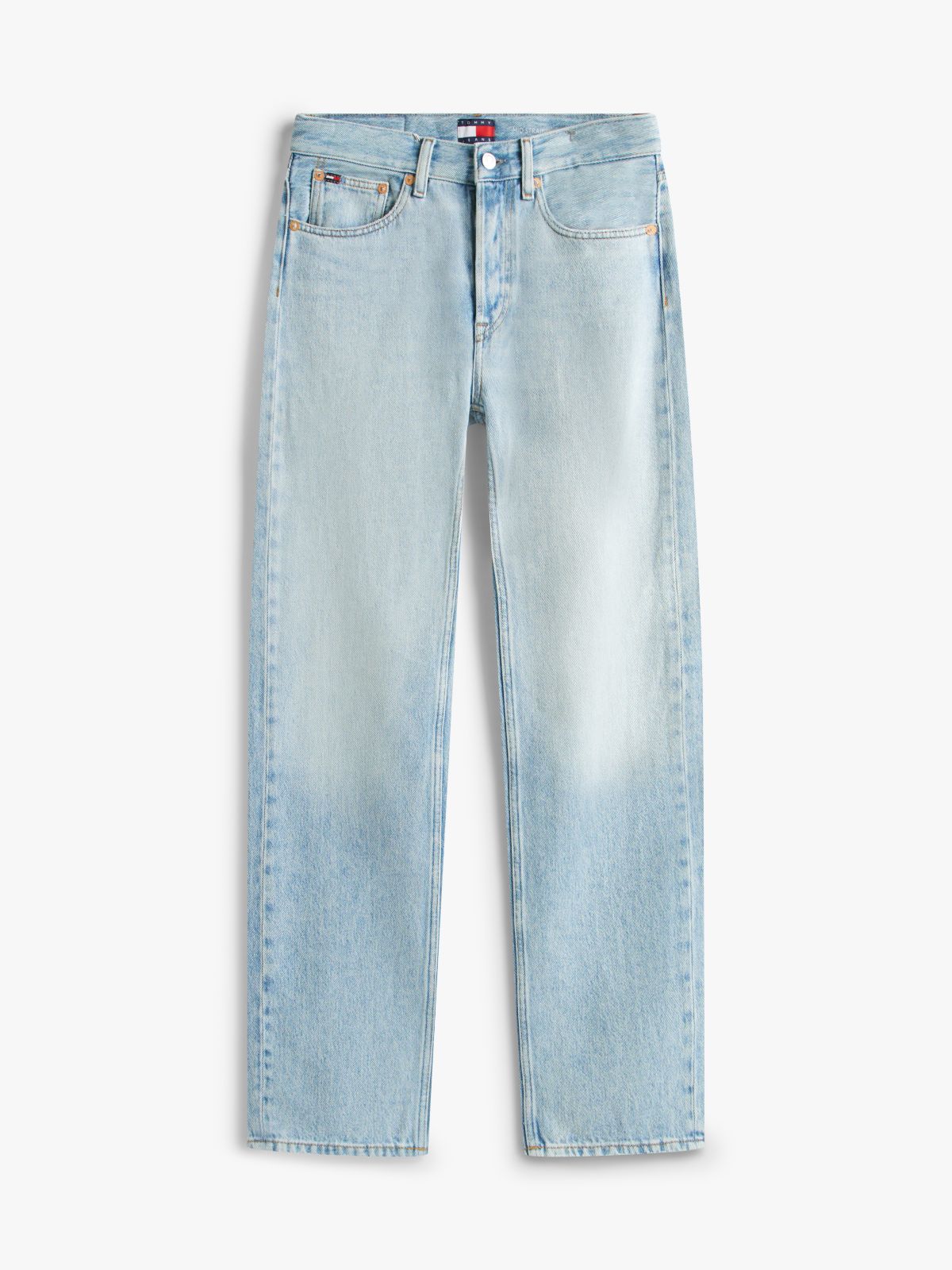 Faded Mid Rise Straight Leg Jeans — Blue