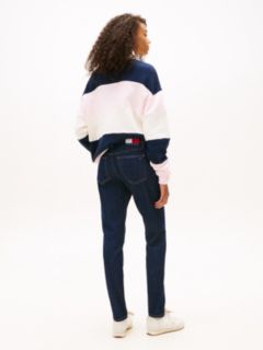Lucy Mid Rise Slim Waist Tab Jeans — Blue 4