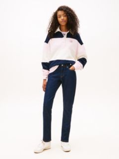 Lucy Mid Rise Slim Waist Tab Jeans — Blue 1