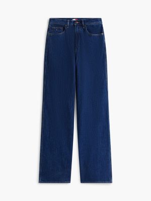 blue claire high rise wide leg jeans for women tommy jeans