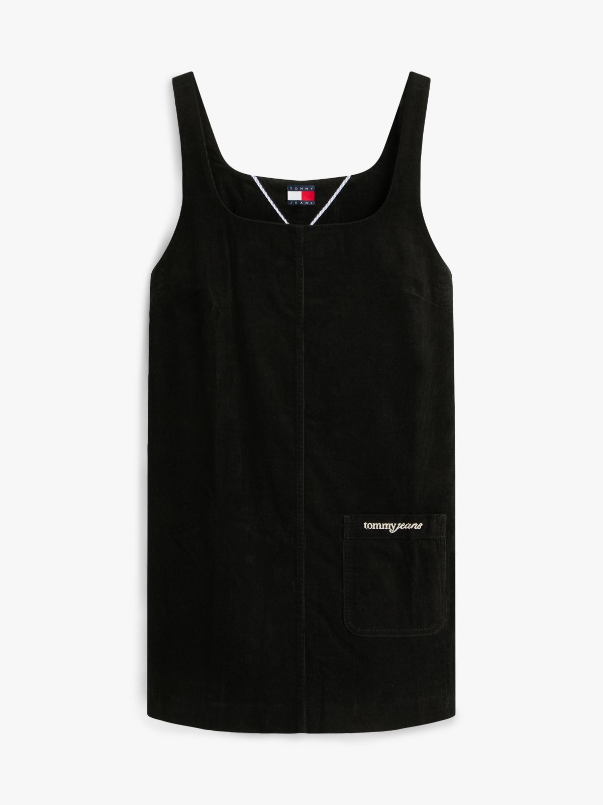 Corduroy Mini Pinafore Dress — Black