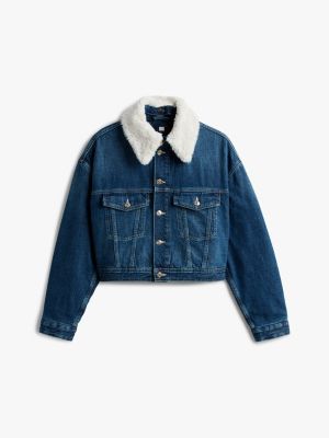 giacca trucker tommy girl oversize in denim denim da donne tommy jeans