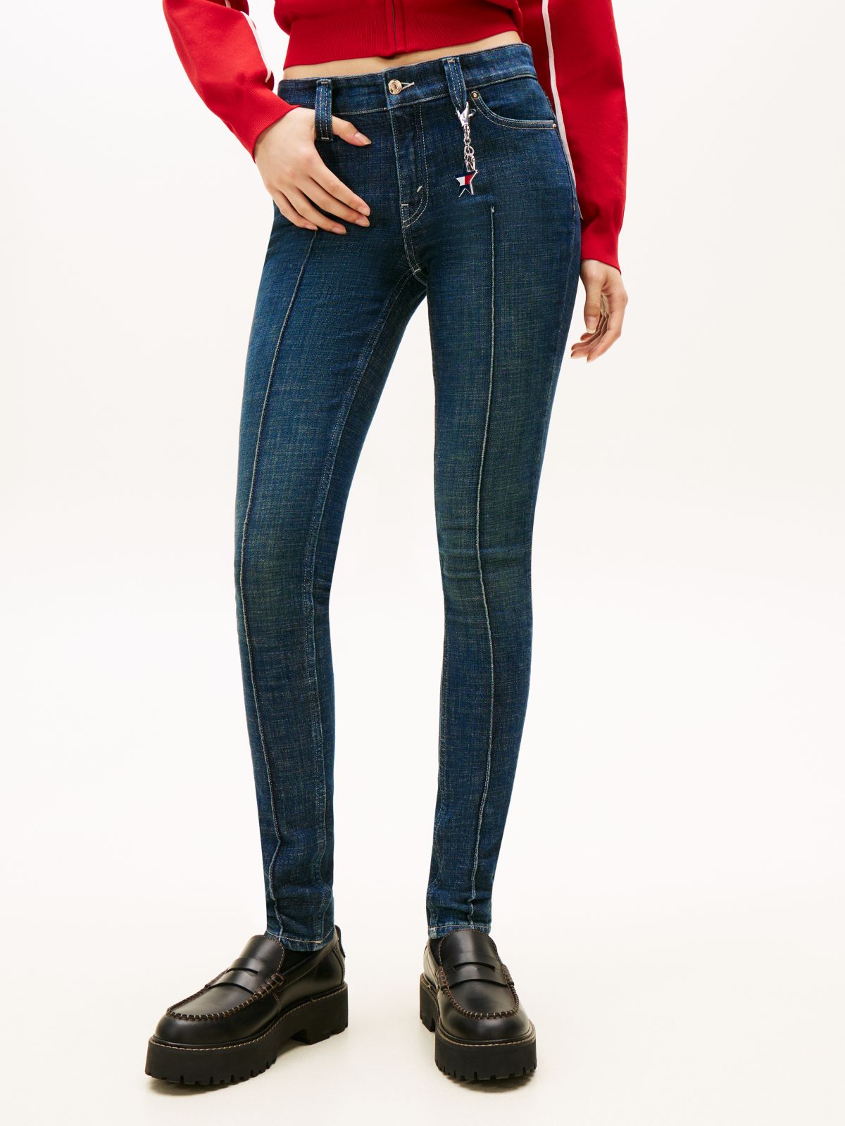 Tommy Girl Seam Detail Skinny Jeans — Blue