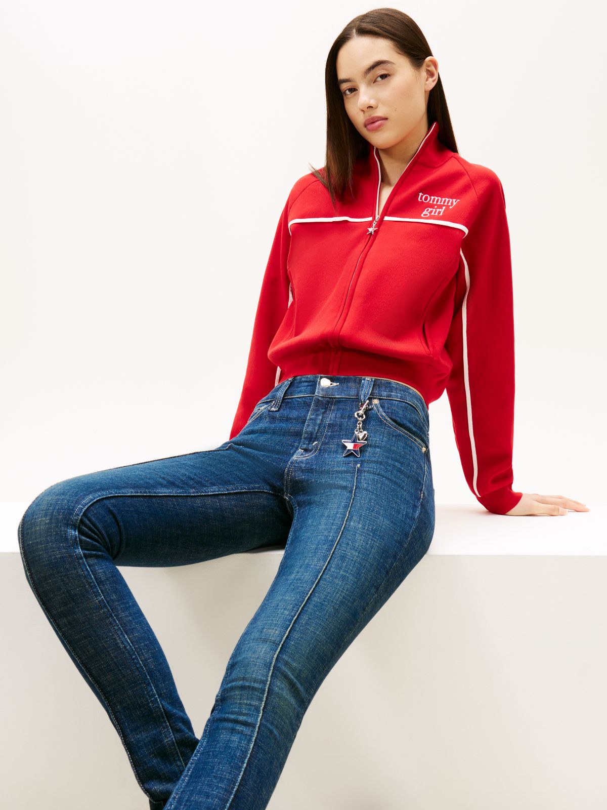 Tommy Girl Seam Detail Skinny Jeans — Blue