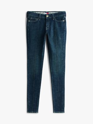 denim tommy girl skinny jeans mit nahtdetails für damen - tommy jeans