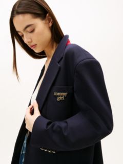 Tommy Girl Logo Oversized Fit Jersey Blazer — Blue 5