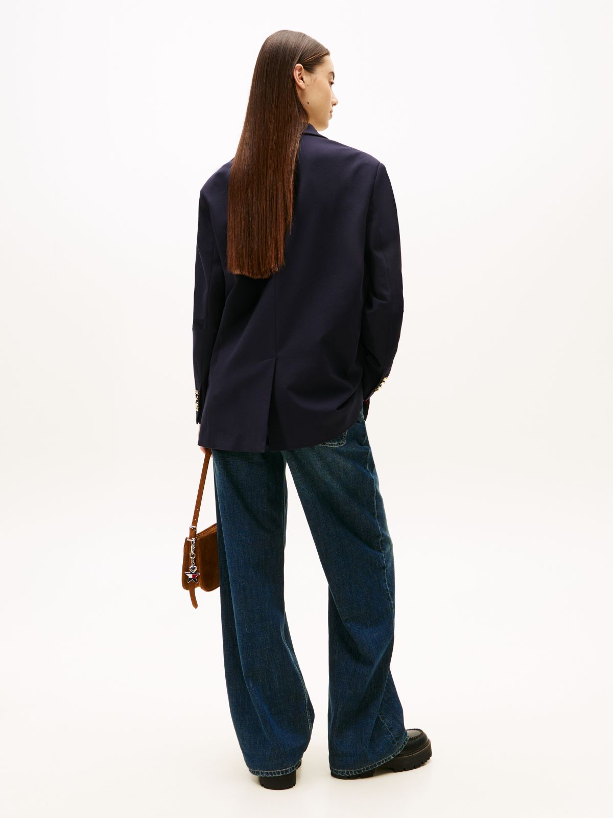 Tommy Girl Logo Oversized Fit Jersey Blazer — Blue
