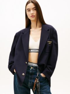 Tommy Girl Logo Oversized Fit Jersey Blazer — Blue 1