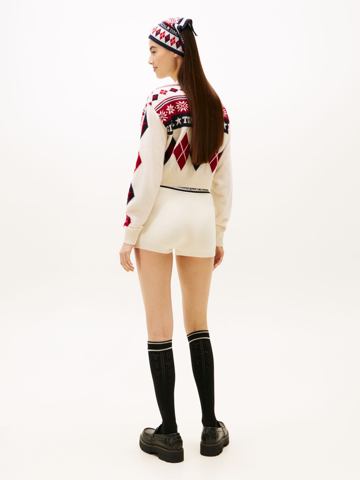 Tommy Girl Pure Wool Logo Knit Shorts — White