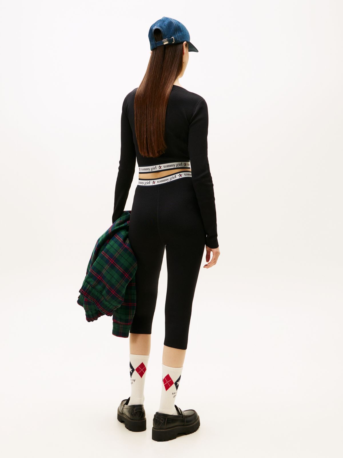 Tommy Girl Extra Slim Cropped Knit Trousers — Black