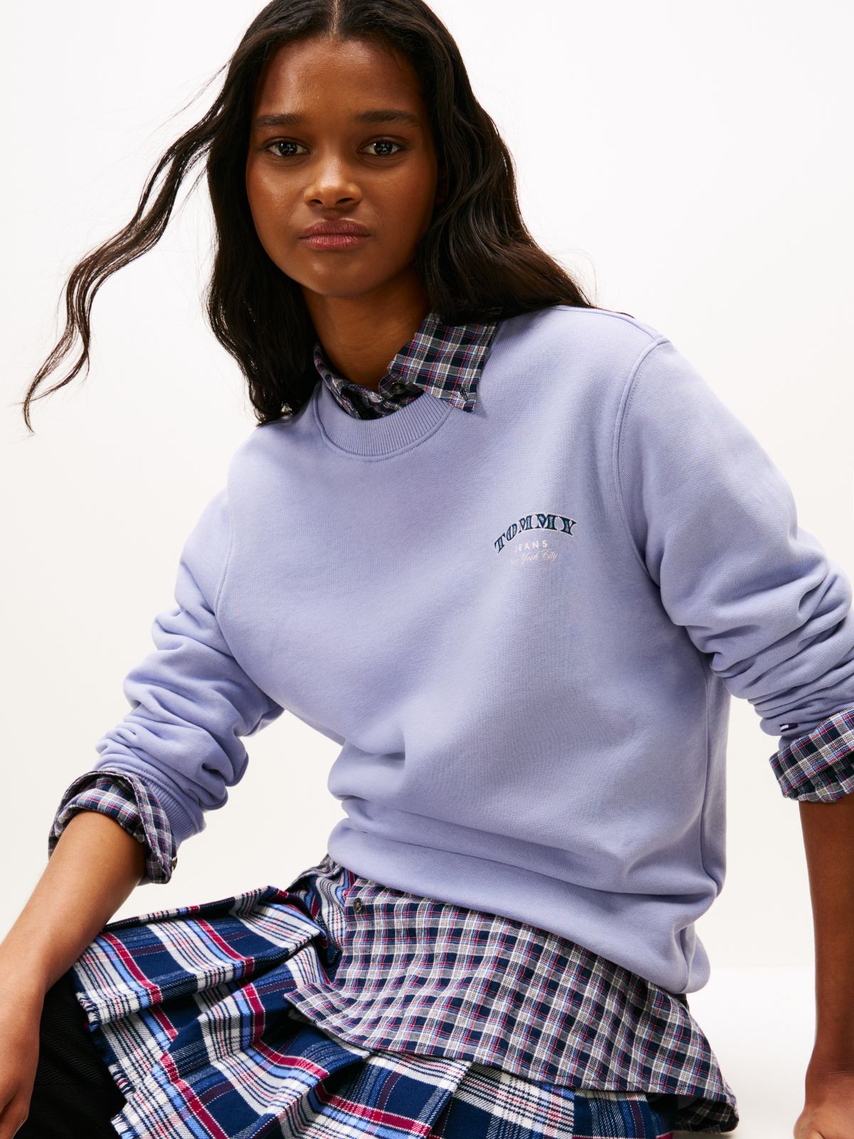 Back Logo Crew Neck Sweatshirt — Blue