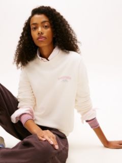 Back Logo Crew Neck Sweatshirt — White 2