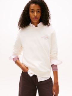 Back Logo Crew Neck Sweatshirt — White 1