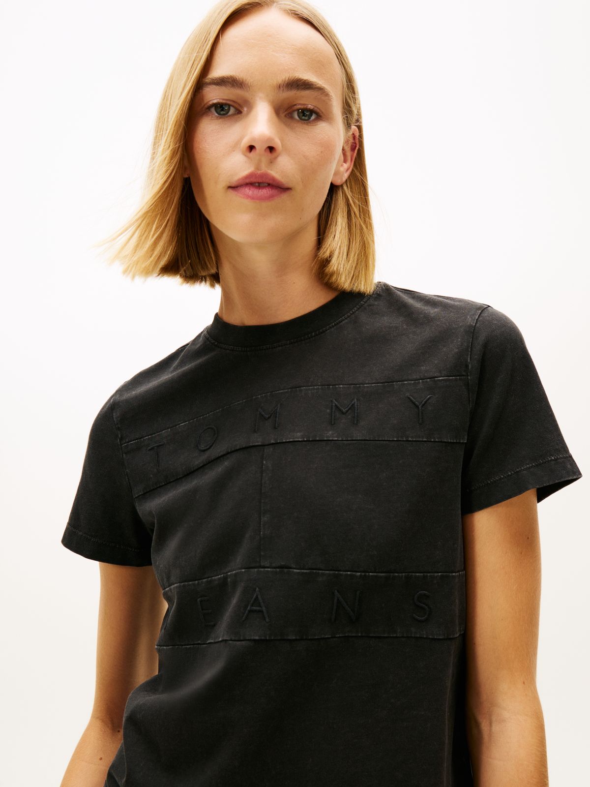 Tonal Logo Crew Neck T-Shirt — Black